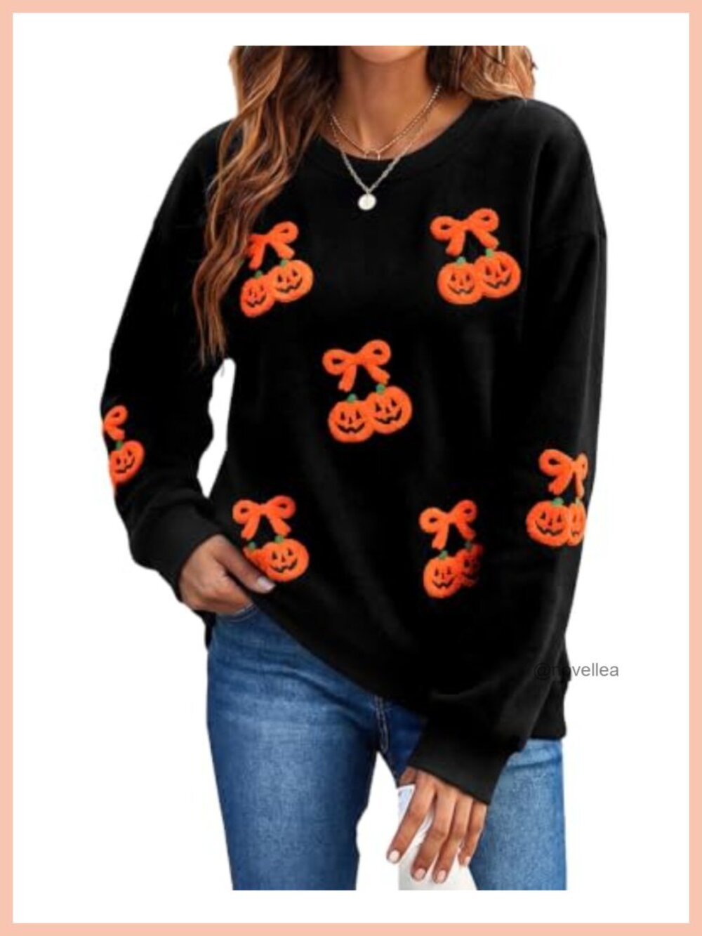 Women's Embroidered Halloween Sweatshirt Crew Neck Pullover